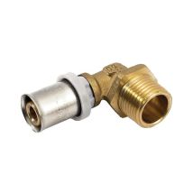 Coude 90° à sertir pour tube multicouche Acopex Alu diamètre nominal 16 avec sortie mâle 1/2'' (15x21) Thermacome
