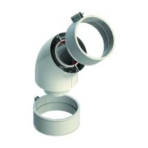Coude coaxial ø 60/100 - aluminium avec manchon et collier de serrage Coude à 45 degrés 60-100 man.fasc