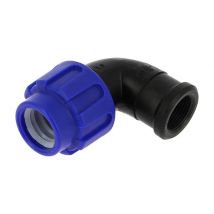 Coude 90° polypropylène compression 10bar Femelle 1' pe Ø32