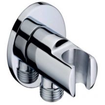 Sphera - Coude de raccordement avec support douchette rond en laiton Chrome mod. Ares