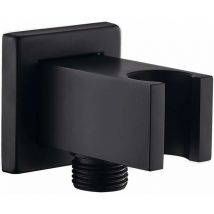 Coude de raccordement mural avec support de douche noir, raccord de tuyau carré en laiton 1/2, coude de raccordement de douche avec support, raccord