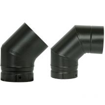 Coude à segments émaillé pour poêle à bois - Coude à 45° - diamètre 180 - Couleur : Noir Mat