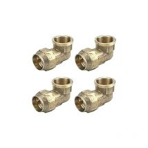 Lot de 4 Coude femelle en laiton 20mm x 1/2'' pour tuyau en polyéthylène Accessoire en laiton Certificat Aénor Coude filet