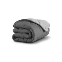 Couette 200x200 cm abby bicolore gris clair et gris 300 gr