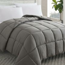 Litreve - Couette 220x240cm chaude et douce 400g-m2 hypoallergénique Gris Reversible 4 Saison avec Onglets d'angle