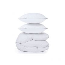 Couette 240x260 cm aela en plume d'oie anti acarien 500 gr + 2 oreillers