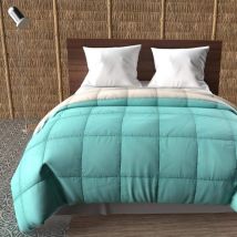Couette bicolore bleu et lin mi-saison 350g 240x220 cm