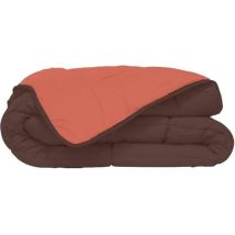 Poyet-motte - Piumone Caldo In Microfibra 400 Gr/m2 Calgary Cioccolato + Corallo 140x200cm