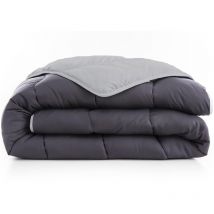 Couette de lit tempérée bicolore et réversible 300g anthracite et gris Abeil Dimension - 140x200