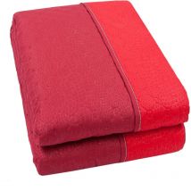 Couette Double Face Couverture Douce Couvre Lit Mi Saison Couleur Unie Bordeaux - 200X255