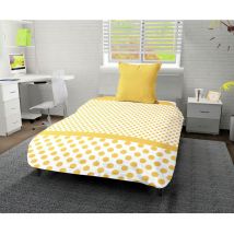 Couette imprimée 140x200 cm pois jaune