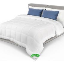 Couette légère 220x240cm 200gsm blanc - Couverture douce respirante en microfibre - Certifiée Oeko-Tex