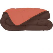 Poyet-motte - Couette chaude en microfibre 220x240 cm Chocolat & Corail