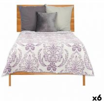 Giftdecor - Couvre-lit réversible 180 x 260 cm blanc violet (6 pièces)