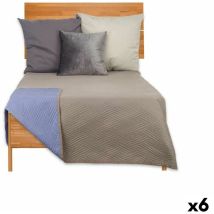 Giftdecor - Couvre-lit réversible 180 x 260 cm bleu gris (6 pièces)