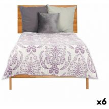 Couvre-lit réversible 240 x 260 cm blanc violet (6 pièces)