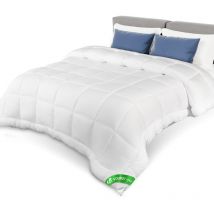 Couette tempérée 200x200cm 300gsm blanc - Couette chaude douce respirante en microfibre - Certifiée Oeko-Tex