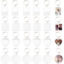 Ynkkvre - Porte-clés pour photo, 24 pièces photo acrylique avec porte-clés photo transparente porte-clés photo vierge pour l'artisanat cadeau amis de