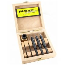 Famag - Drill Countersink Set of 4 Pieces 4, 5 and 6mm + Depth Stop in Wooden Case