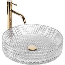 REA - Countertop Basin cristal transparent 39 gold brush ring