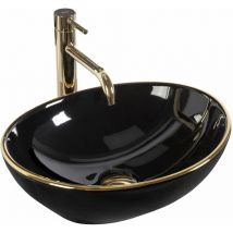 REA - Countertop Basin Sofia Black Gold Edge