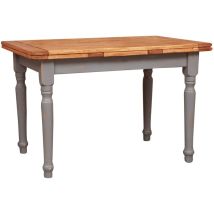 Ausziehtisch Im Country-stil Aus Massivem Lindenholz Mit Antikierter Grauer Struktur Und Natürliche Platte L120xpr80xh80 Cm. Mad