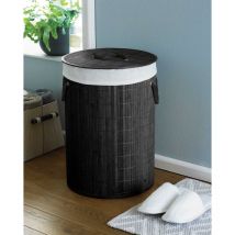 Country Club - round Bamboo laundry hamper Charcoal 30x40x60