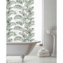 Country Club - Shower Curtain Tropical Palm Leaves White Water Resistant 100% peva 180x180cm