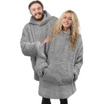 Country Club - Super Soft Teddy Fleece Grey Hoodied Blanket Fleece Hoodie