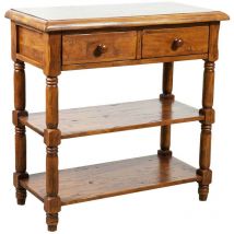 Country Couchtisch aus massivem Lindenholz mit Nussbaum-Finish L80xPR38xH80 cm. Made in Italy