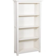 Biscottini - Country-style solid lime wood antiqued white finish W68xDP25xH130 cm sized small bookcase. Made in Italy