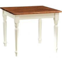 Biscottini - Country-style solid lime wood antiqued white frame walnut top table. Made in Italy