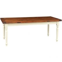 Biscottini - Country-style solid lime wood antiqued white frame walnut top W200XDP90XH80 cm sized extensible table. Made in Italy