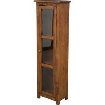 Country-style solid lime wood, walnut finish display case. Made in Italy