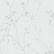 Profhome - Country style wallpaper wall 397673 non-woven wallpaper textured with floral ornaments matt white grey 5.33 m2