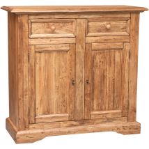 Biscottini - Country style,solid lime wood walnut finish W110xDP45xH103 cm sized sideboard. Made in Italy