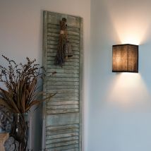 Country Wall Lamp Black with Fabric Shade - Vete