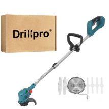 Drillpro - Coupe-bordures sans fil à batterie Coupe-herbe Tondeuse électrique Débroussailleuse électrique bleu 21V 450W 12000r/min L.99-135 cm