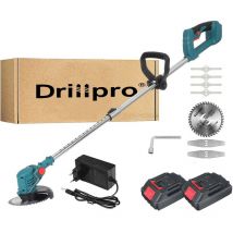 Drillpro - Coupe-herbe sans fil 21V 1880w 130000 tr/min réglable avec 2 batteries