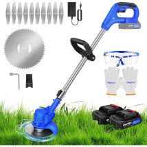 Coupe-Bordures électrique Tondeuse à Gazon Kit de débroussaillage, élagage, Outils de Jardinage avec Batterie, Lame en métal pour Le Jardinage, Le