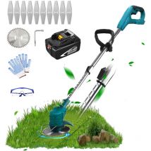 Coupe-herbe électrique sans fil Coupe-herbe Coupe-bordure de jardin + Lames, avec 1 batteries 5,5 A, compatible avec le chargeur Makita