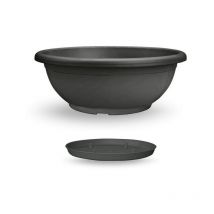 Bol Naxos avec soucoupe imbriquée Anthracite - 30 cm