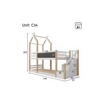 Lit d'enfant cabane dans les arbres avec tablette 90 x 200 cm Lit avec rangement et protection contre les chutes , lit surélevé pour enfants - 2x