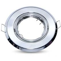 Support de spot led GU10 rond encastré couleur chrome (boîte 2 pièces)