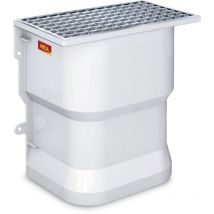 Courette d ́aération MEA en composite armé de fibres de verre haute résistance et grille de couverture maille 30/10 pour l ́aération de caves et des