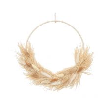 Couronne de Fleurs Séchées "Murale" 34cm Beige