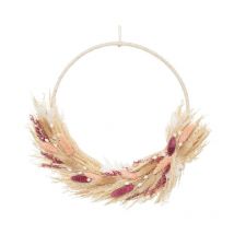Couronne de Fleurs Séchées 'Murale' 34cm Rose