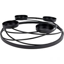 Couronne de l'Avent en métal noir - 35 cm - couronne décorative en treillis avec 4 bougeoirs - bougeoir sans mèche Décoration de table pour Noël