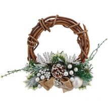 Couronne de christmas 20,32 cm 22 x 8 x 22 cm argent bois vert plastique
