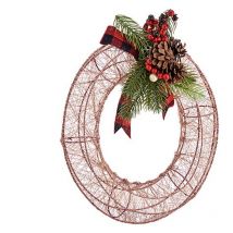 Couronne de Noël 29 x 12 x 30 cm métal champagne
